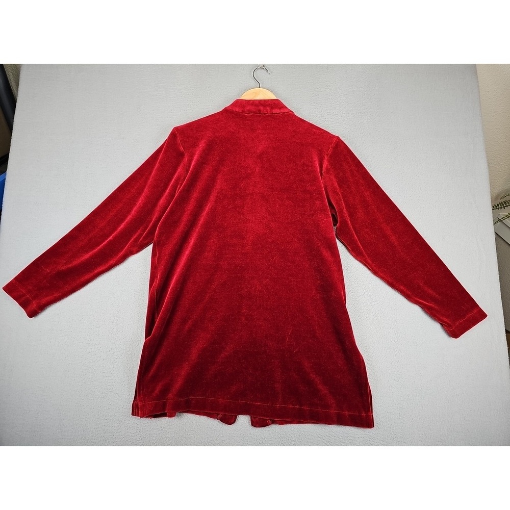 Vintage New York & Company Velvet Jacket Size Medium Red Classic Classy Y2K - Picture 7 of 9